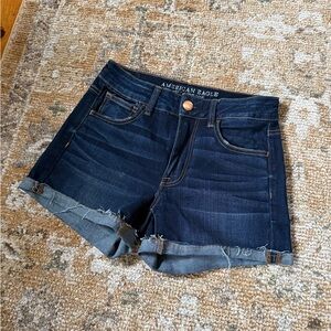 American Eagle Outfitters Dark Blue Rolled Hem Denim Shorts